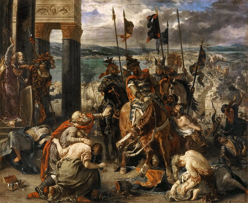 Eugene Delacroix Capture of Constantinople by the Crusaders painting HD wallpaper