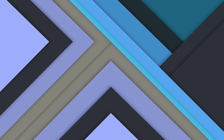 triangoli blu, material design, frecce, forme geometriche, lecca-lecca, linee, creatività, sfondi blu, arte astratta con risoluzione 2880x1800. Alta qualità, forme geometriche triangoli blu Sfondo HD