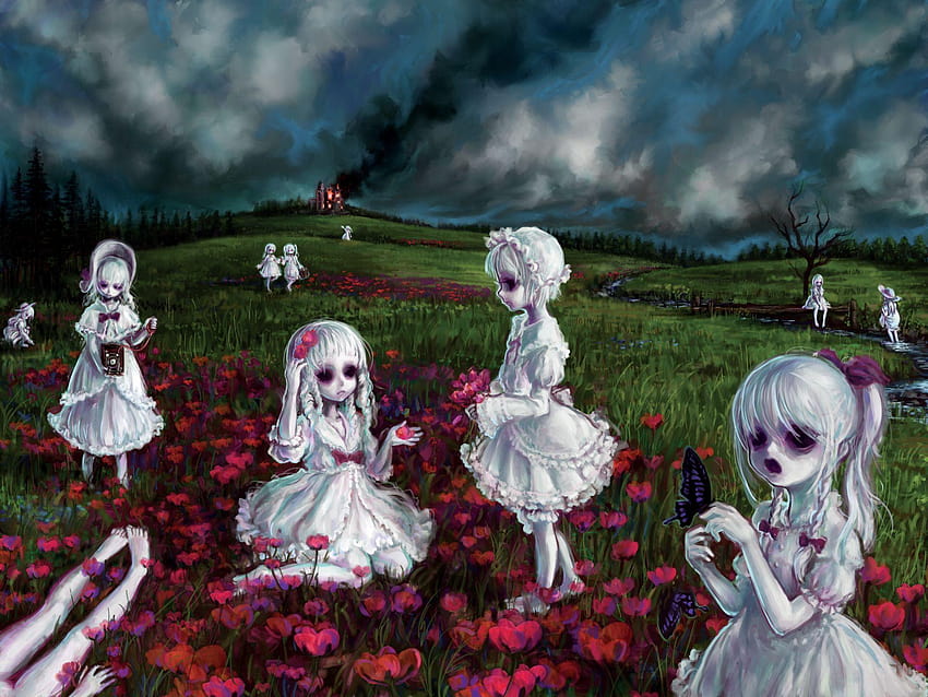 Little zombie girls, anime zombie HD wallpaper