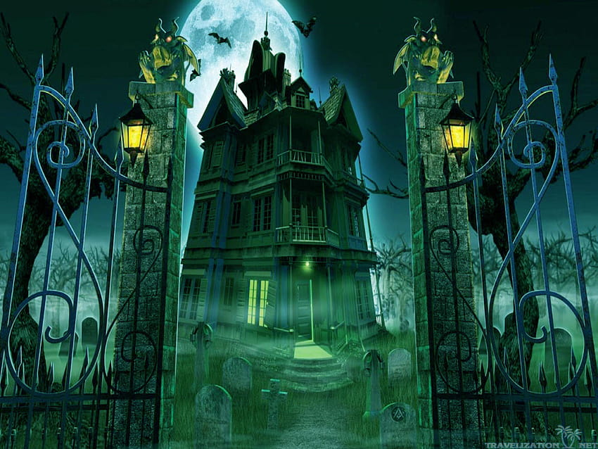 Cemitério de Halloween – Festival s, casa fantasma papel de parede HD