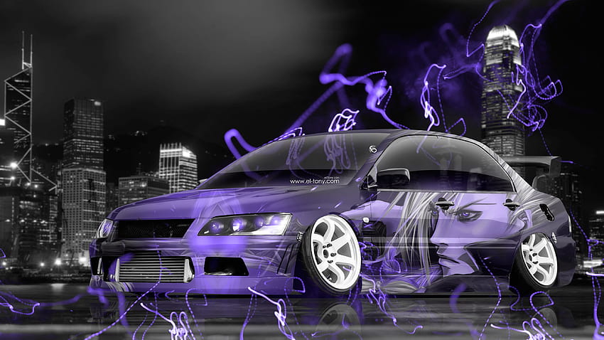 Mitsubishi Lancer Evolution JDM Tuning Anime City Car 2015 von Tony HD-Hintergrundbild