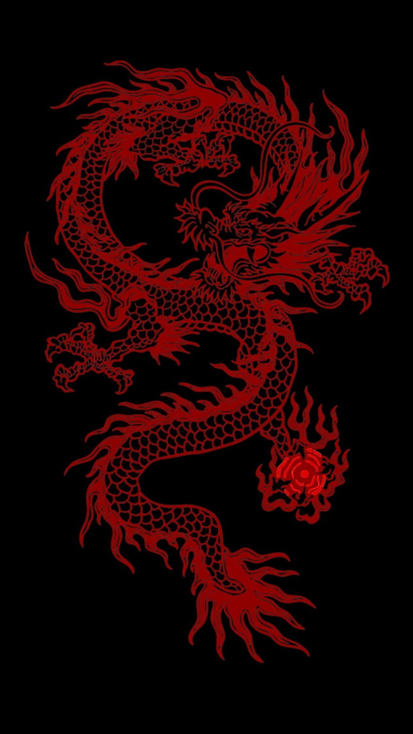 dragón chino rojo, dragón rojo chino fondo de pantalla del teléfono