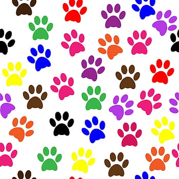 Colorful fabrics digitally printed by Spoonflower, dog paws HD phone ...