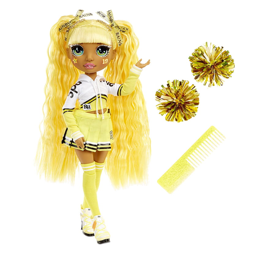 Rainbow High Cheer Sunny Madison - Bambola alla moda gialla con pompon, bambola cheerleader, giocattoli per bambini 6 Sfondo del telefono HD
