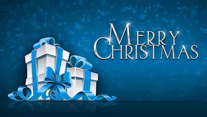 merry christmas logo blue HD wallpaper