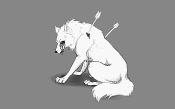 sad anime wolf pup