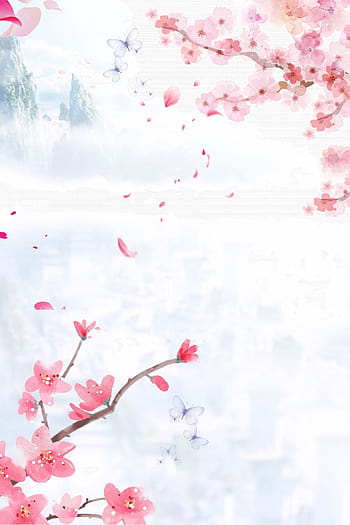Pink Romantic Aesthetic Illustration Peach Blossom Festival Poster ...