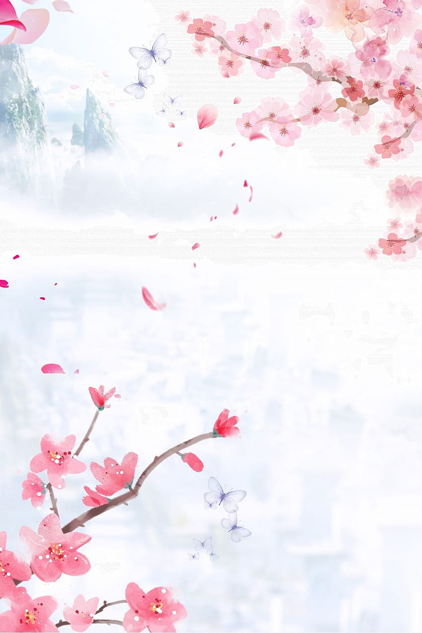 Sansheng Iii Shili Peach Blossom Romantic Flower 背景素材, Sansheng Iii Shili Peach Blossom, Romantic, Flower Background for HD電話の壁紙