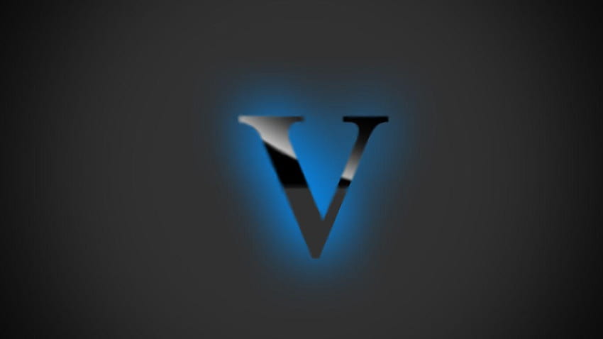Letra V, v letra de fogo azul papel de parede HD