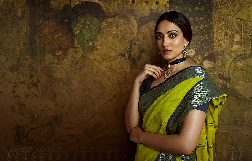 gadis, mode, model, kecantikan, pose, India, dandan, saree, sari, tradisional, Perhiasan, bagian девушки, saree gadis Wallpaper HD