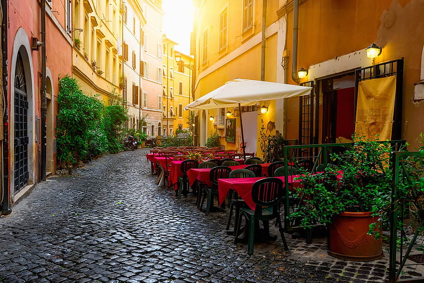 Włoska restauracja, ulica Włochy Tapeta HD
