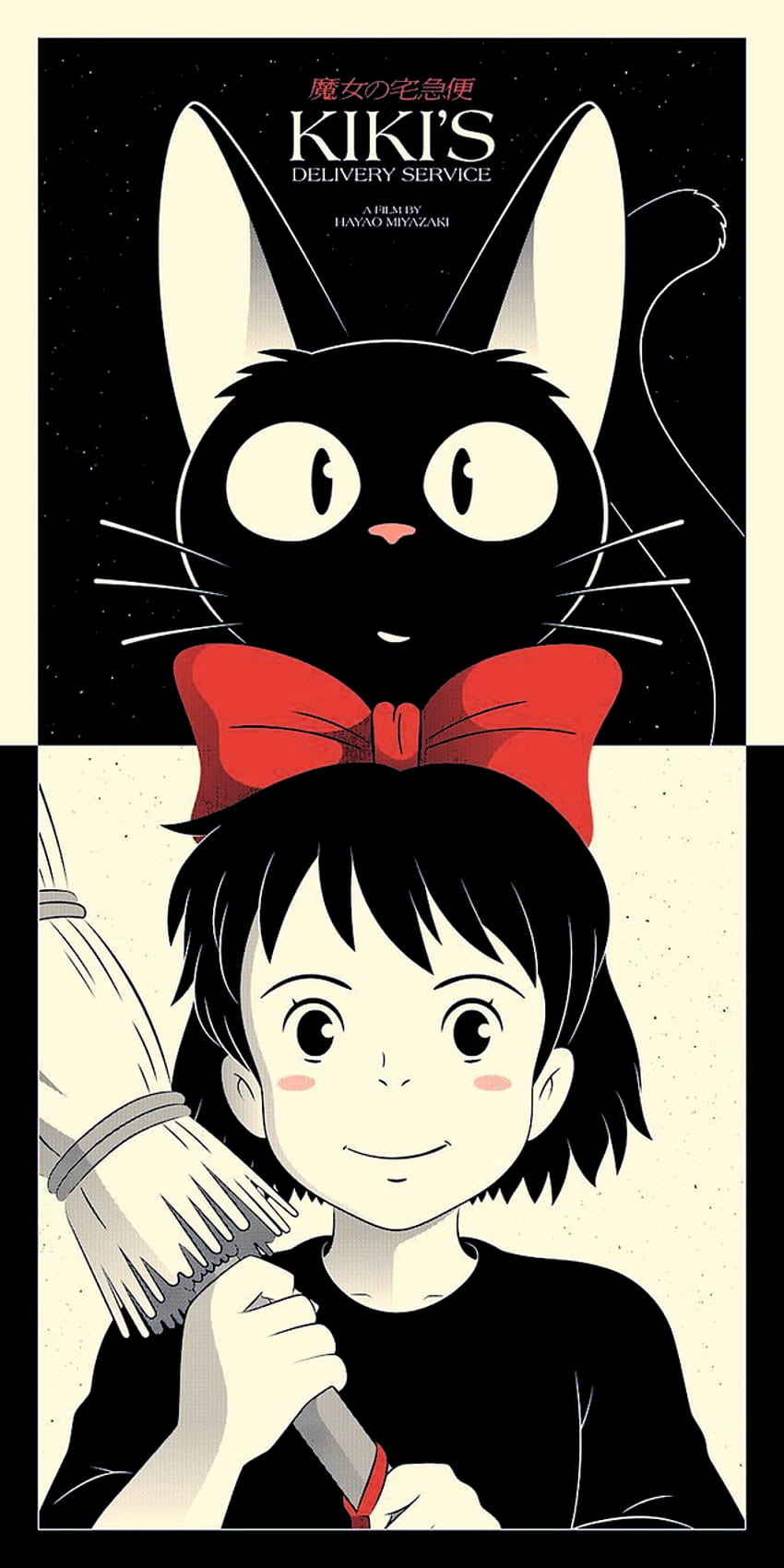 Kiki's Delivery Service Amoled /Poster : r/ghibli, kiki cat wallpaper ponsel HD