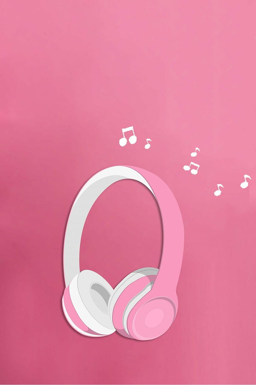 Pink Literary Minimalist Headphones Music Poster Backgrounds, music eyarphone HD phone wallpaper