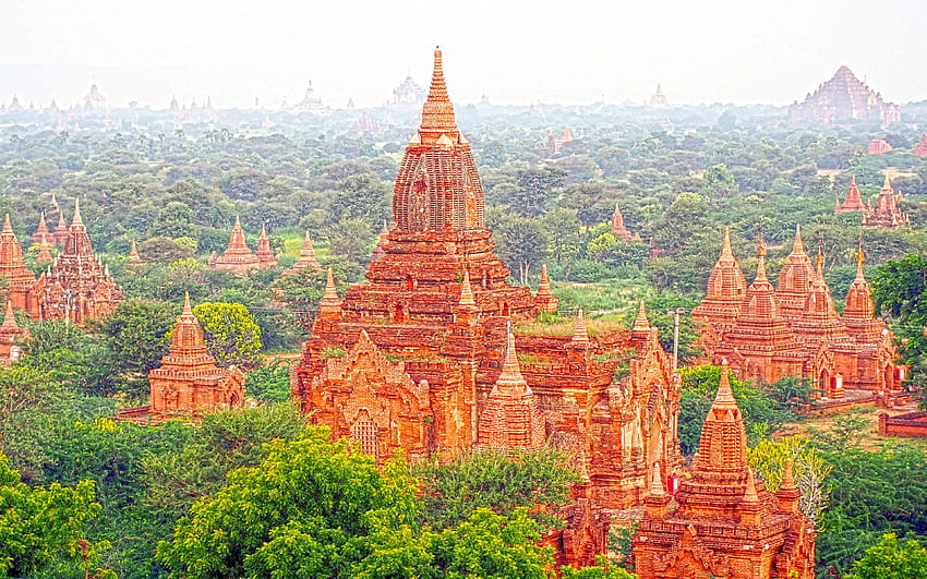 Bagan, temples, ancient city, Burma, Myanmar HD wallpaper