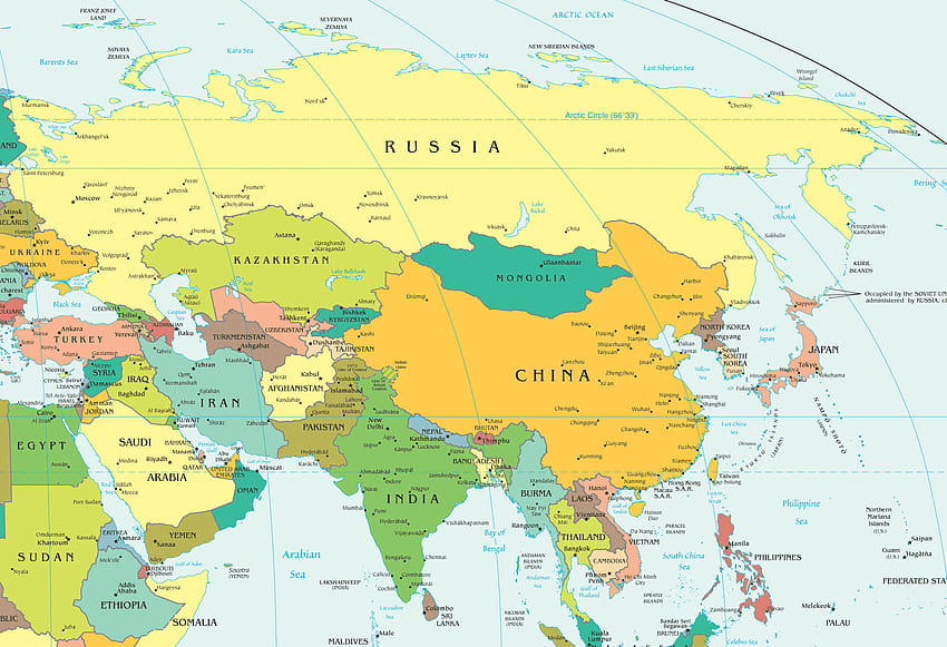 Asya siyasi haritası HD duvar kağıdı