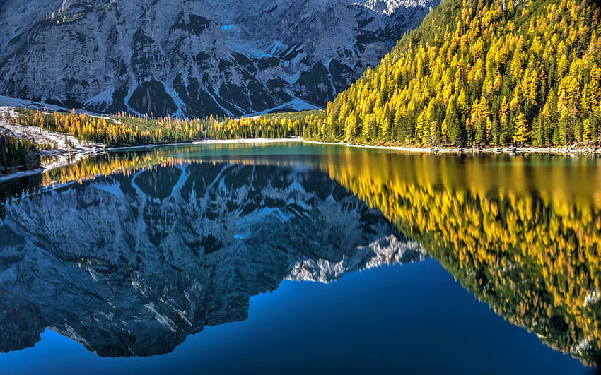 Lago Braies, Dolomitas, lago de montanha, lago di braies dolomitas papel de parede HD