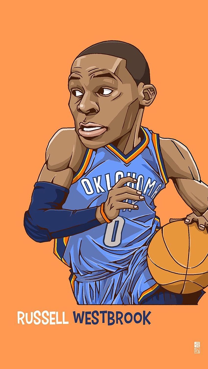 Russell Westbrook. Tap to see of Famous NBA Basketball Players Cute Cartoon …, cartoon sports HD phone wallpaper