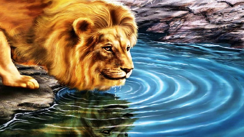 Thirsty Lion 3D, 3d lion pc HD wallpaper | Pxfuel