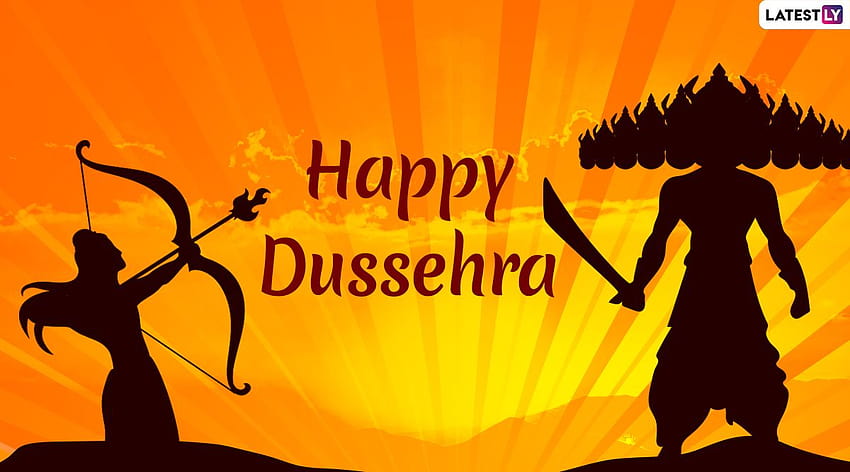 Happy Dussehra 2019 & Ravan Dahan For Online: Wish on Vijayadashami With Beautiful WhatsApp Stickers and GIF Greetings HD wallpaper