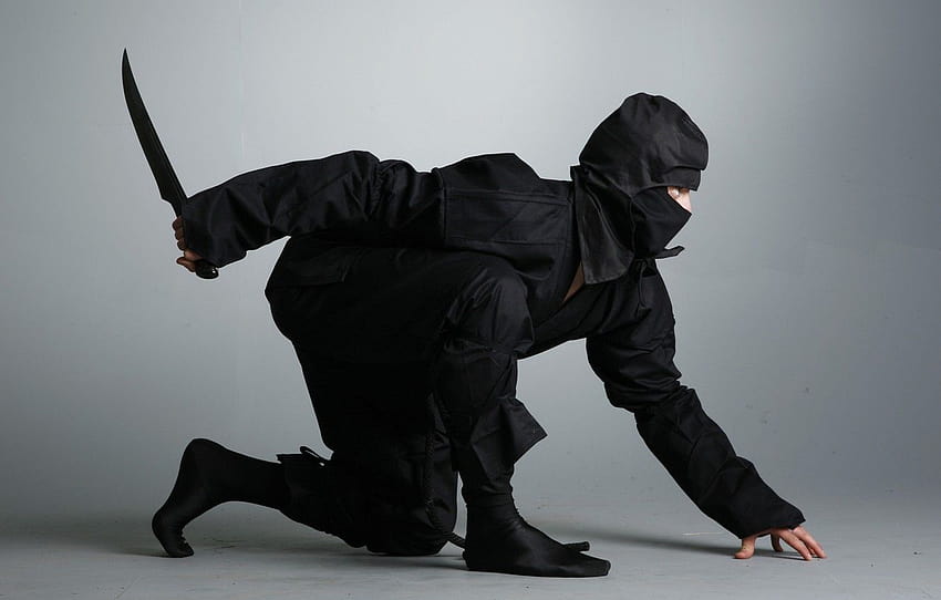 cuchillo, daga, ninja, ninja, shinobi, traje negro, sección мужчины, traje ninja fondo de pantalla