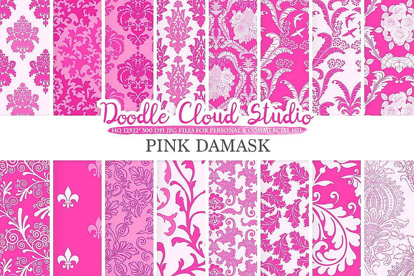 Pink Damask digital paper, Swirls patte, pink damask background HD wallpaper