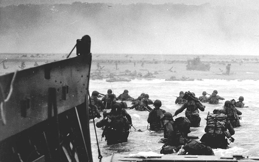 Askerler Amerikan Normandiya tarihi gri tonlamalı İkinci Dünya Savaşı D, gün HD duvar kağıdı