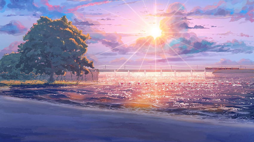 Anime Landscape posted by Zoey Sellers, anime pink scenery HD wallpaper