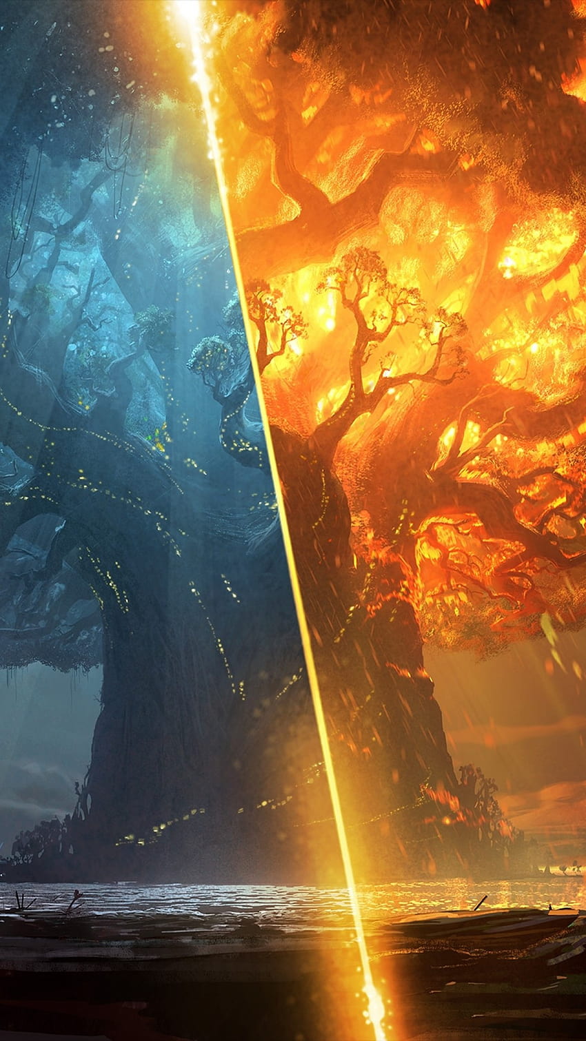 1080x1920 World Of Warcraft: Battle For Azeroth, Hell And Heaven para iPhone 8, iPhone 7 Plus, iPhone 6+, Sony Xperia Z, HTC One, cielo contra infierno fondo de pantalla del teléfono