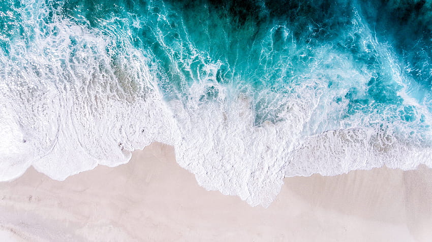 3992x2242 océan vue aérienne surf vague mousse sable [3992x2242] pour votre, mobile et tablette, vue aérienne plage sable et vagues océaniques Fond d'écran HD