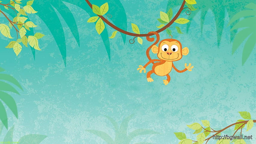 Funny Cartoon Monkey Hanging On The Tree – Backgrounds, monkey background HD wallpaper
