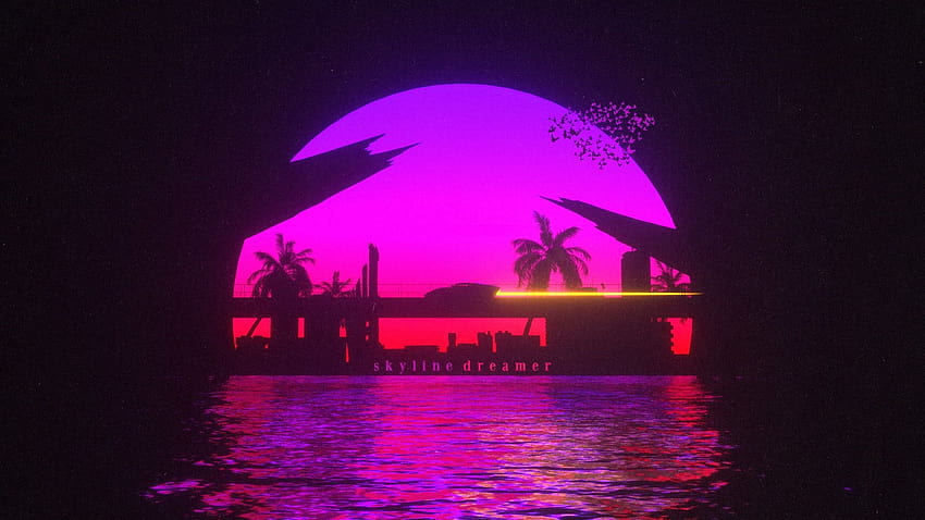 Vintage • Sunset, The sun, Water, Auto, Bridge, Music, Machine, Style • For You The Best For & Mobile, retro sunset dark HD wallpaper
