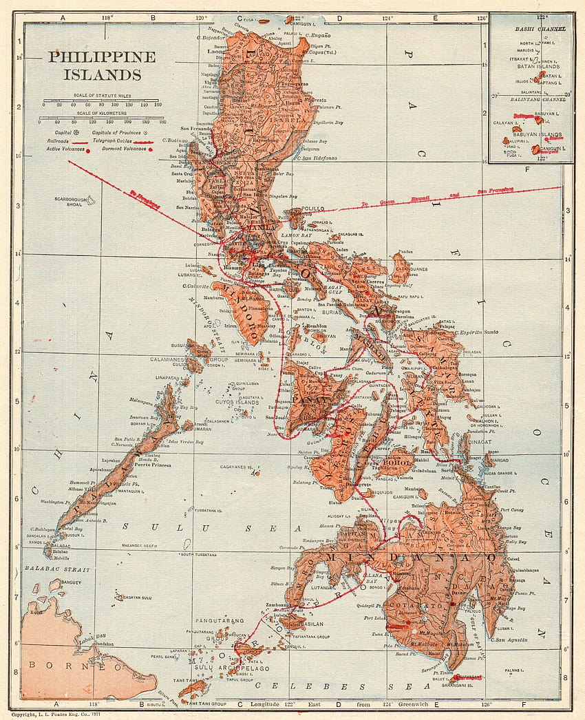 1925 Mapa antiguo de FILIPINAS Mapa vintage de Filipinas, mapa filipino fondo de pantalla del teléfono