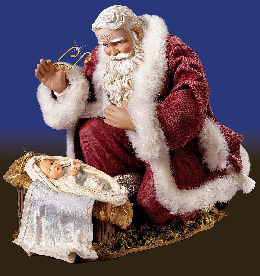 Santa and Baby Jesus, baby jesus christmas HD phone wallpaper