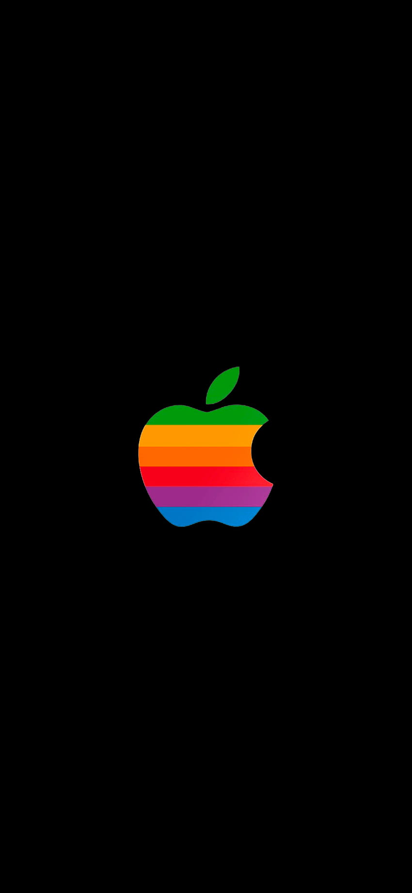Логото на Rainbow Apple, черно и дъга HD тапет за телефон