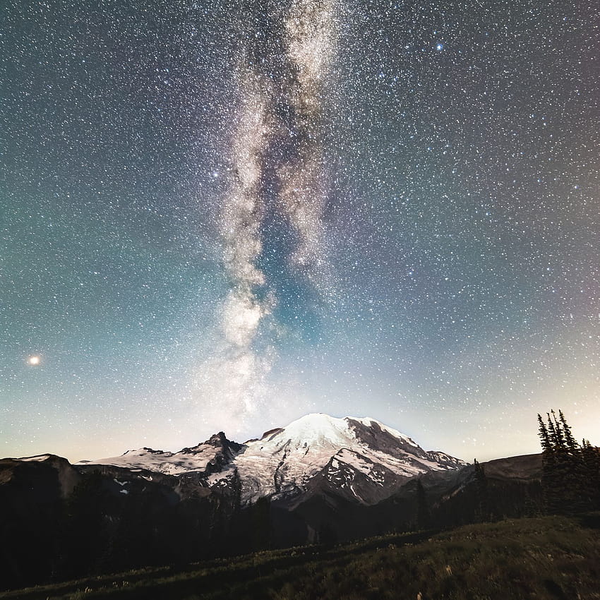 Where to go stargazing near Seattle, road mountain stars sky HD phone wallpaper