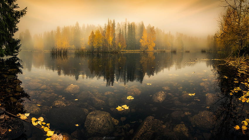 Foggy Lake in Finland : HD wallpaper
