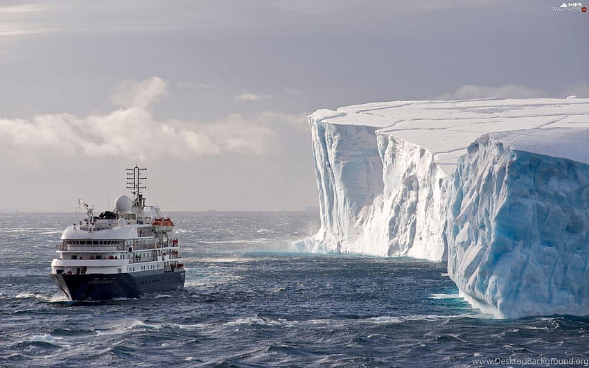 Statek, Lód, Antarktyda, Pasażer, Góry Statki Tapeta HD