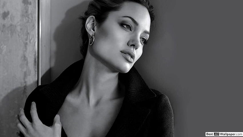 Monochrome: Dramatic Angelina Jolie, angelina jolie aesthetic HD wallpaper