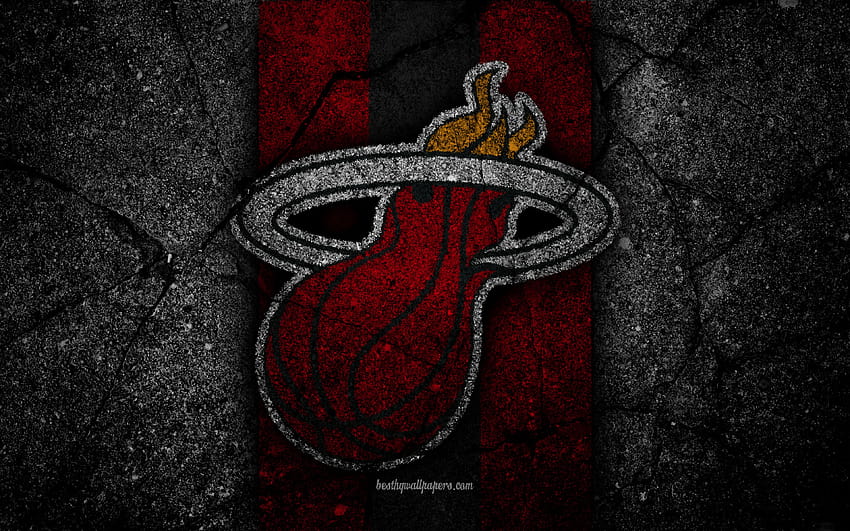 Miami Heat, NBA, logo, black stone, minimalist nba miami HD wallpaper