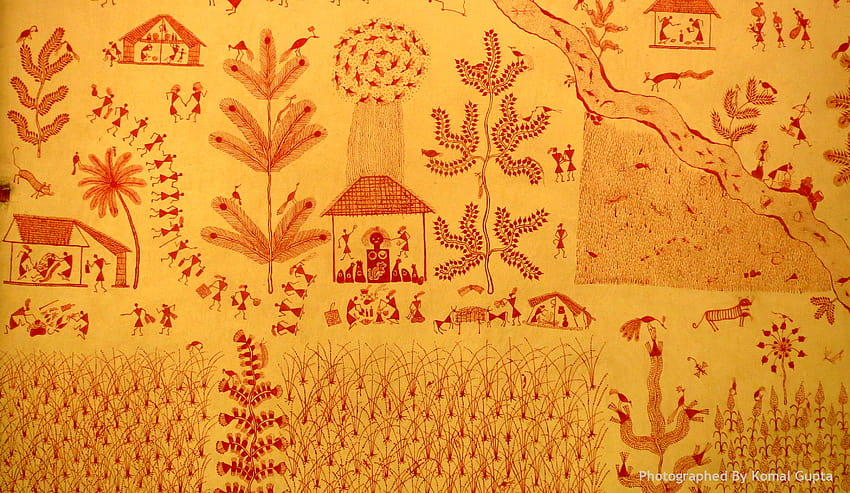 Warli o Varli: estilo de pintura Maharashtra indio hecho a mano, pintura warli fondo de pantalla
