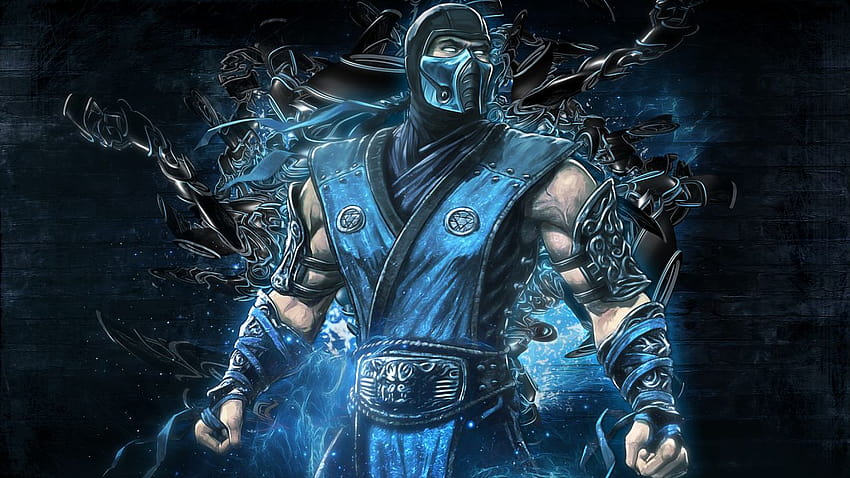Mortal Kombat Sub Zero subzero guerrero soldado artes marciales uniforme músculo fantasía máscara azul armadura fondo de pantalla