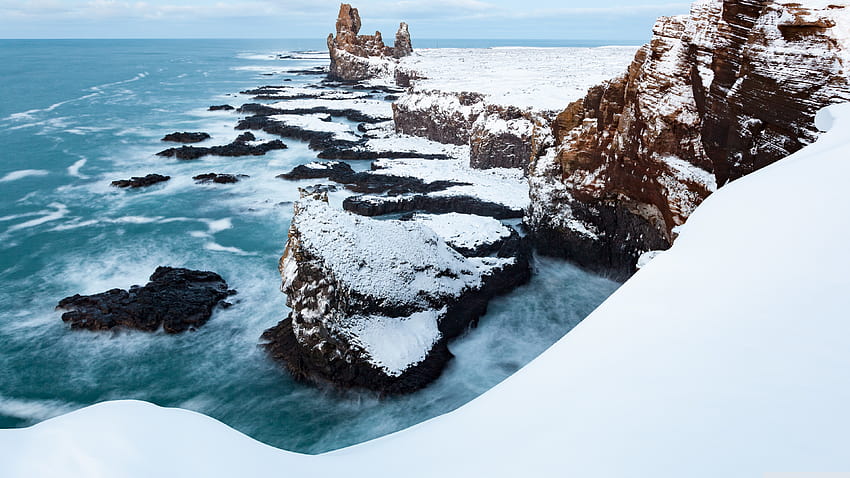 Londrangar Cliffs in Snaefellsness, Iceland, Winter Ultra Backgrounds for U TV : & UltraWide & Laptop : Multi Display, Dual Monitor : Tablet : Smartphone, winter iceland HD wallpaper