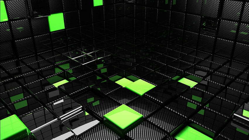 3840x2160 Cube, Square, Green, Black, Space, green and black pc HD wallpaper