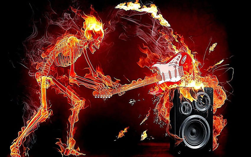 6 Flaming Skull, dj tengkorak menyala Wallpaper HD