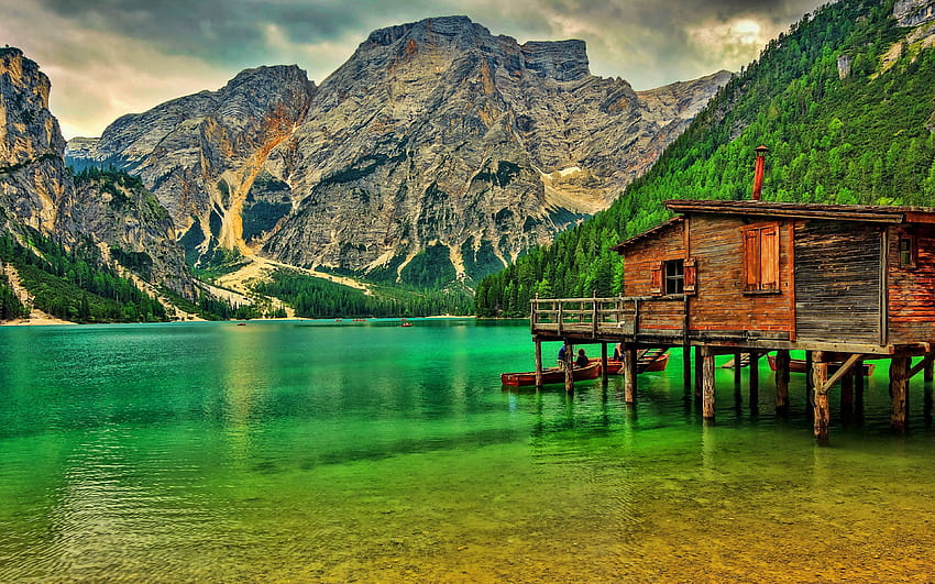Lake Braies, R, beautiful nature, green, lago di braies italy HD wallpaper