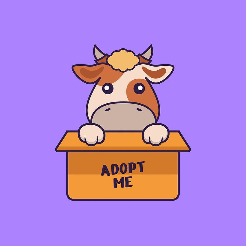 Cute cow in box with a poster Adopt me. 3060619 Vector Art at Vecteezy, adopt me cow HD phone wallpaper