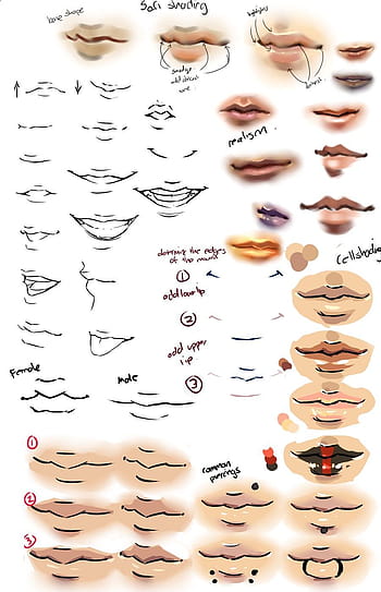 Tutorial Lesson Drawing Human Mouth and Lips Drawing Smiles and Lips Stock  Illustration  Illustration of caricature lips 183789407