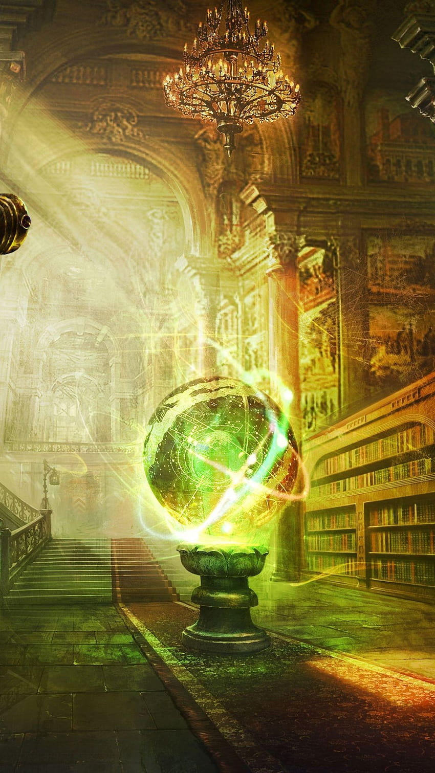 Fantasy Room Magic Globe Library Android, fantasy android HD phone wallpaper
