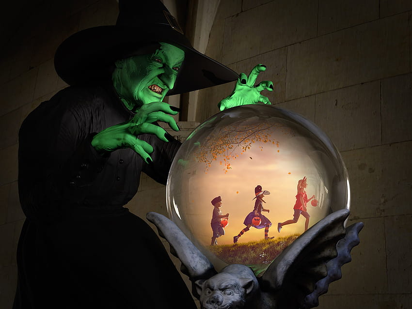 The Wonderful Wizard of Oz Wicked Witch Crystal Ball Digital, злата вещица на запада HD тапет