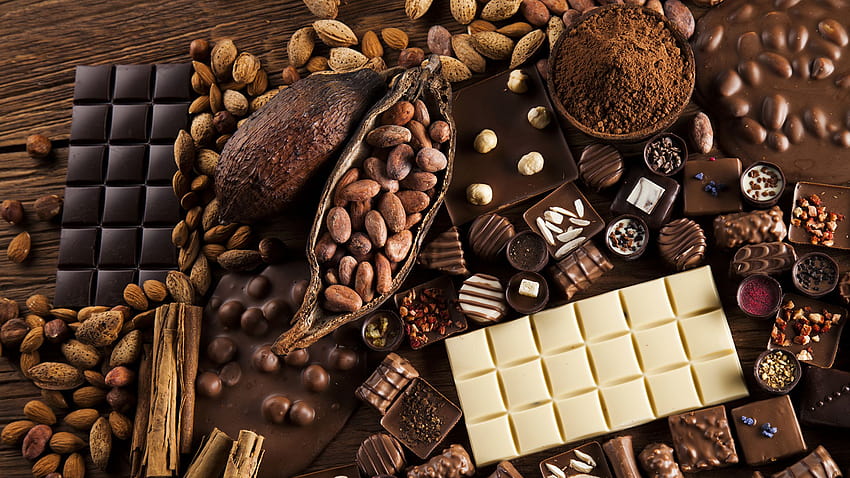 Шоколадово блокче Шоколадови бонбони Какаови частици Храна 2560x1440, бонбони HD тапет